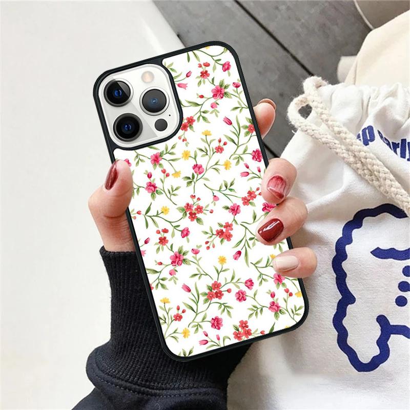 Винтажный чехол для телефона с цветами и листьями для iPhone 17 Air 15 16 Чехол 11 13 14 Pro Max 12 Plus Max Fundas