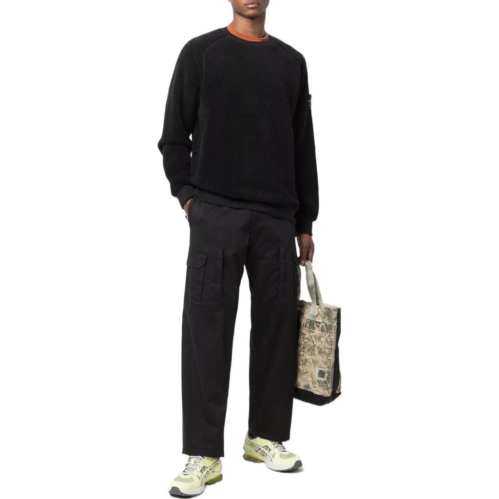 STONE ISLAND Fleece Crewneck Sweatshirt 'Black' Men's 751560234-V0029