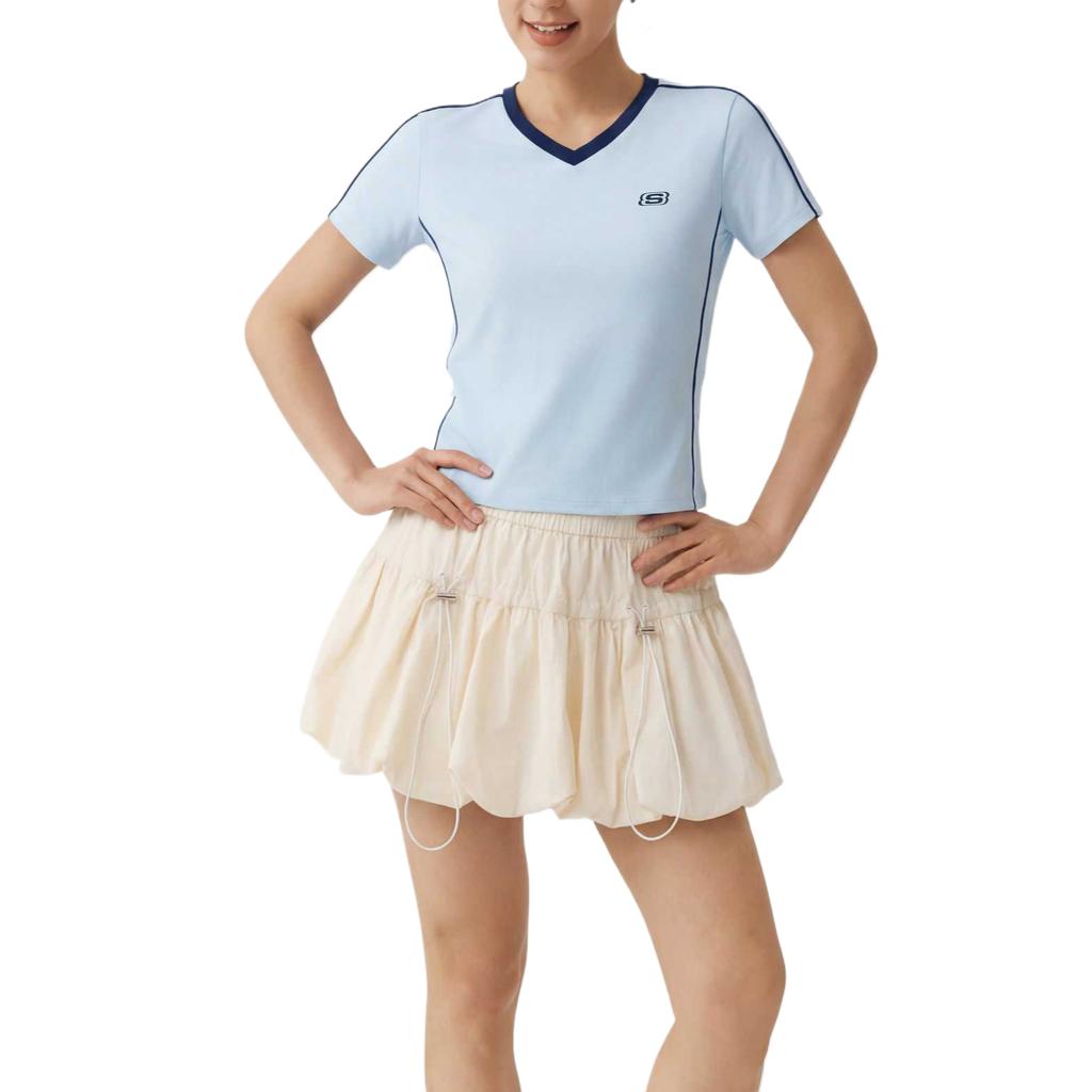 Skechers Однотонная дышащая футболка с V-образным вырезом Regular для женщин L226W135-026P