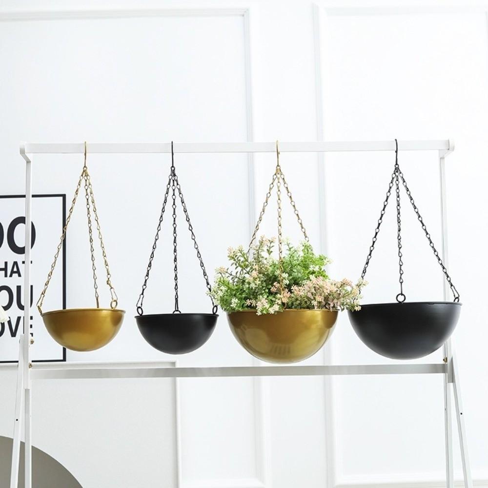 Iron Plant Pot with Hook Hanging Flower Pot Simple Succulent Plant Flowerpot Home Decoration