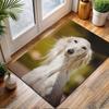 Graceful Long-Haired White Dog Portrait Patterned carpet, non slip mat suitable for living room and bedroom sofas
