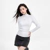 Gray Long-sleeved T-shirt In The Inner Layer In Autumn New Slim Fit Pleated Hot Girls Turtleneck Base Shirt Women's Top