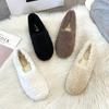 Luxury Lambwool Moccasins Femme Winter Cotton Shoes Women Warm Plush Loafers Comfy Curly Sheep Fur Flats Woman Large Size