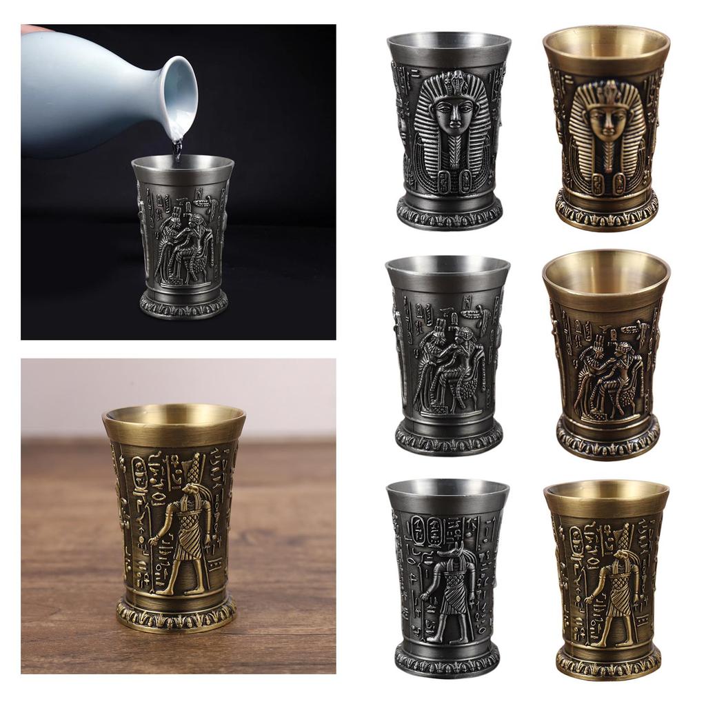 Creative Metal Wine Shot Glass Retro Egyptian Design Drinkware for Banquet Reception Wedding Party