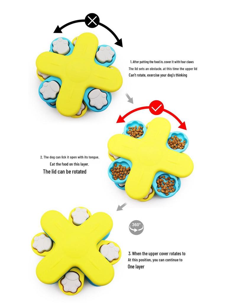 Трансграничная игрушка-пазл для питомцев: Вращающийся диспенсер лакомств для собак и миска-медленное кормление для саморазвлечения и избавления от скуки.