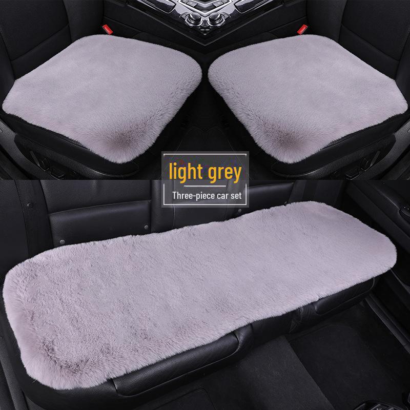 Комплект плюшевых зимних подушек для автомобильных сидений: Нескользящий, утолщенный мех кролика, универсальная посадка