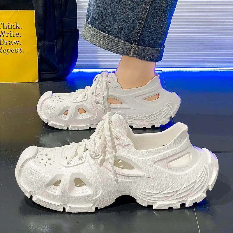 Модные тапочки Мужская обувь Обувь с открытыми отверстиями Комнатные резиновые Распродажа Оптом Стили 2025 Ева Роскошные Летние Нескользящие H Мужские Сандалии