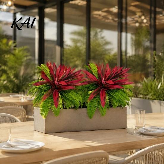 Faux Ferns for Wedding Backdrop UV-Resistant Artificial Fern And Red Dracaena Decorative Plants, Lifelike Full Lush Realistic Plastic Foliage