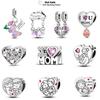 Медные Шармы Большая Любовь Мама Семья Сестра Розовое Сердце Тюльпан Бусины Ча Подходят для Оригинального Браслета Сделай Сам Ювелирный Подарок на День Матери