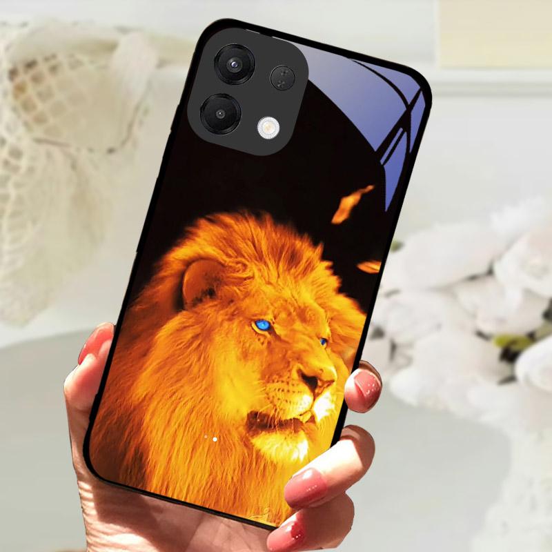 Чехол для OPPO K13 5G Крутой Лев Волк Закаленное Стекло Задняя Крышка Для OPPO K13 OPPOK13 Чехол Для Телефона Защитный Чехол K 13 Fundas Capa