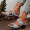 Повседневные шлепанцы с круглым носком и задним ремешком Женские 2025 Лето Квадратный высокий каблук Обувь Женская Элегантная Смешанные цвета Удобные шлепанцы