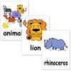 English Word Cards Flashcards, (Animals) Postcard Size