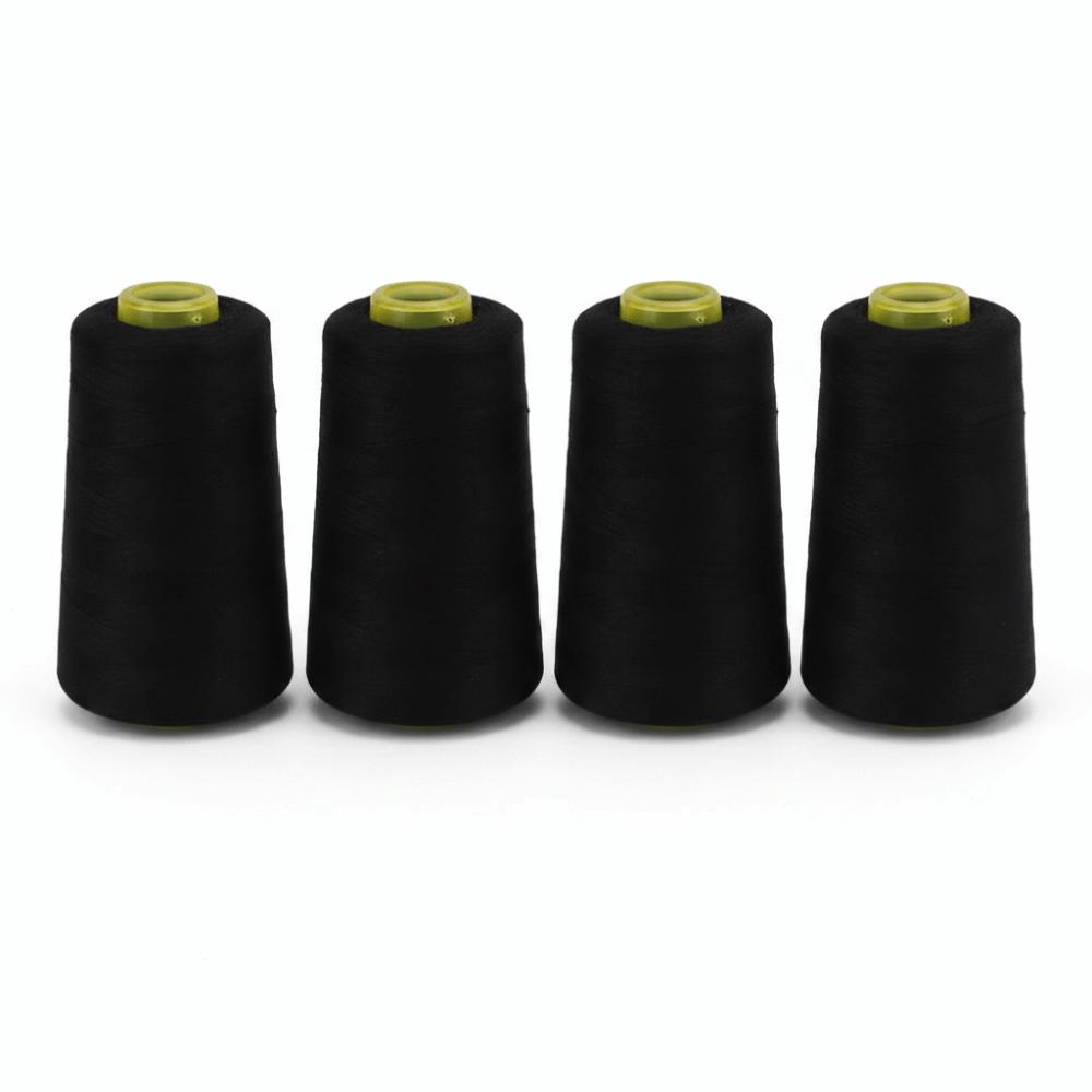 4pcs 3000 Yards Sewing Thread Black Overlock Thread Durable Quilting Thread For Serger