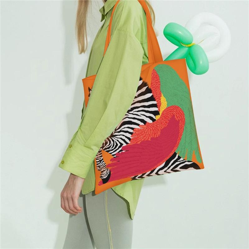Spring new printed handbag women's oil painting series handbag shoulder bag tote bag fashion canvas bag