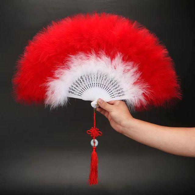 Складной веер с перьями Лолиты, японская милая фея, темно-готический придворный танец, ручной веер, художественный ремесленный подарок, украшение для свадебной вечеринки