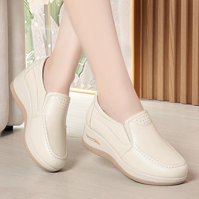 Весна и осень. Новые туфли на мягкой подошве, повседневные кожаные туфли, удобные одинарные туфли, туфли на танкетке, женские туфли на платформе.