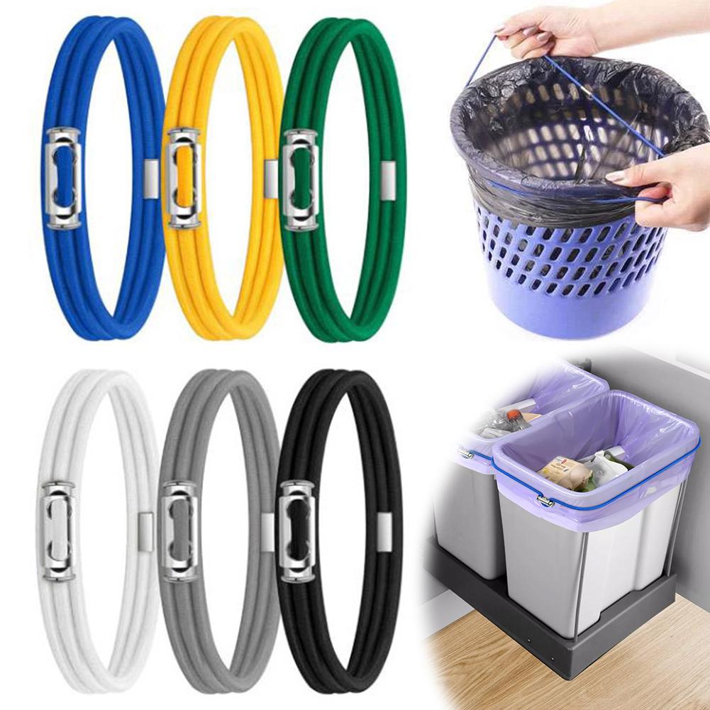 6PCS Multifunctional Elastic Trash Can Bands Adjustable Rubber Bands Cord Lock Household Garbage Can Bands For Home Office