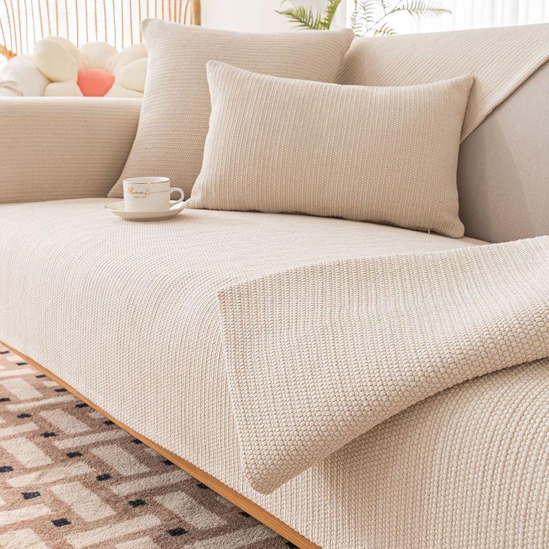 Хлопково-льняная подушка для дивана Four Seasons Универсальная нескользящая льняная подушка из грубой ткани Сплошной цвет Ткань Ремесло Простой чехол для дивана Ткань