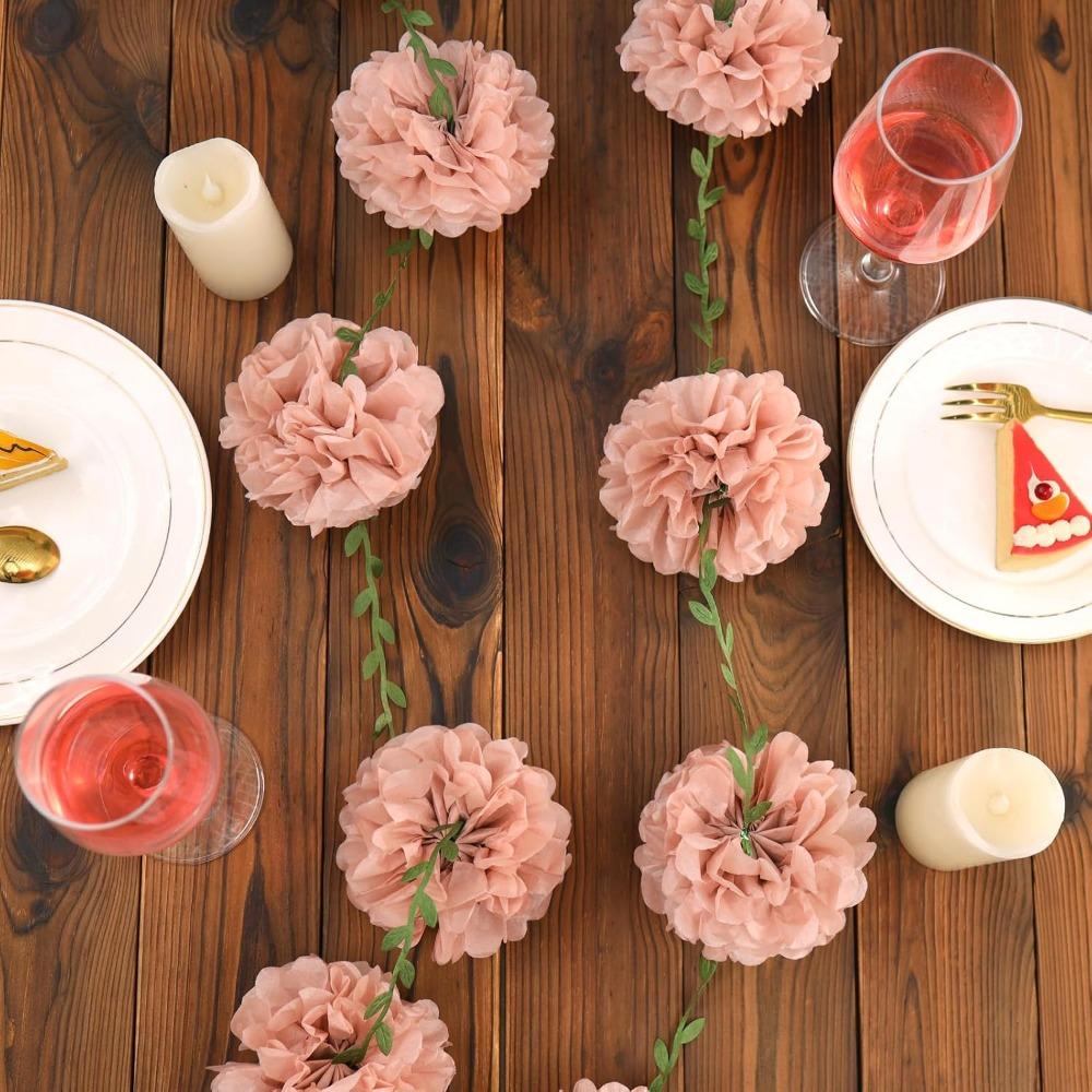 2 шт. Гирлянды помпоны из папиросной бумаги нюдового цвета, бумажные цветы для украшения на день рождения, свадьбу, помпоны из папиросной бумаги, цветы в стиле бохо, настенный декор, принадлежности для декора