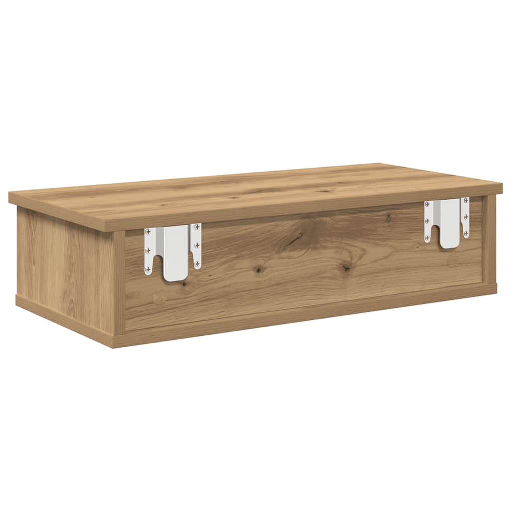 Wall Mounted Shelf with Drawers Artisan Oak Finish 60 x 28 x 15 cm Particleboard