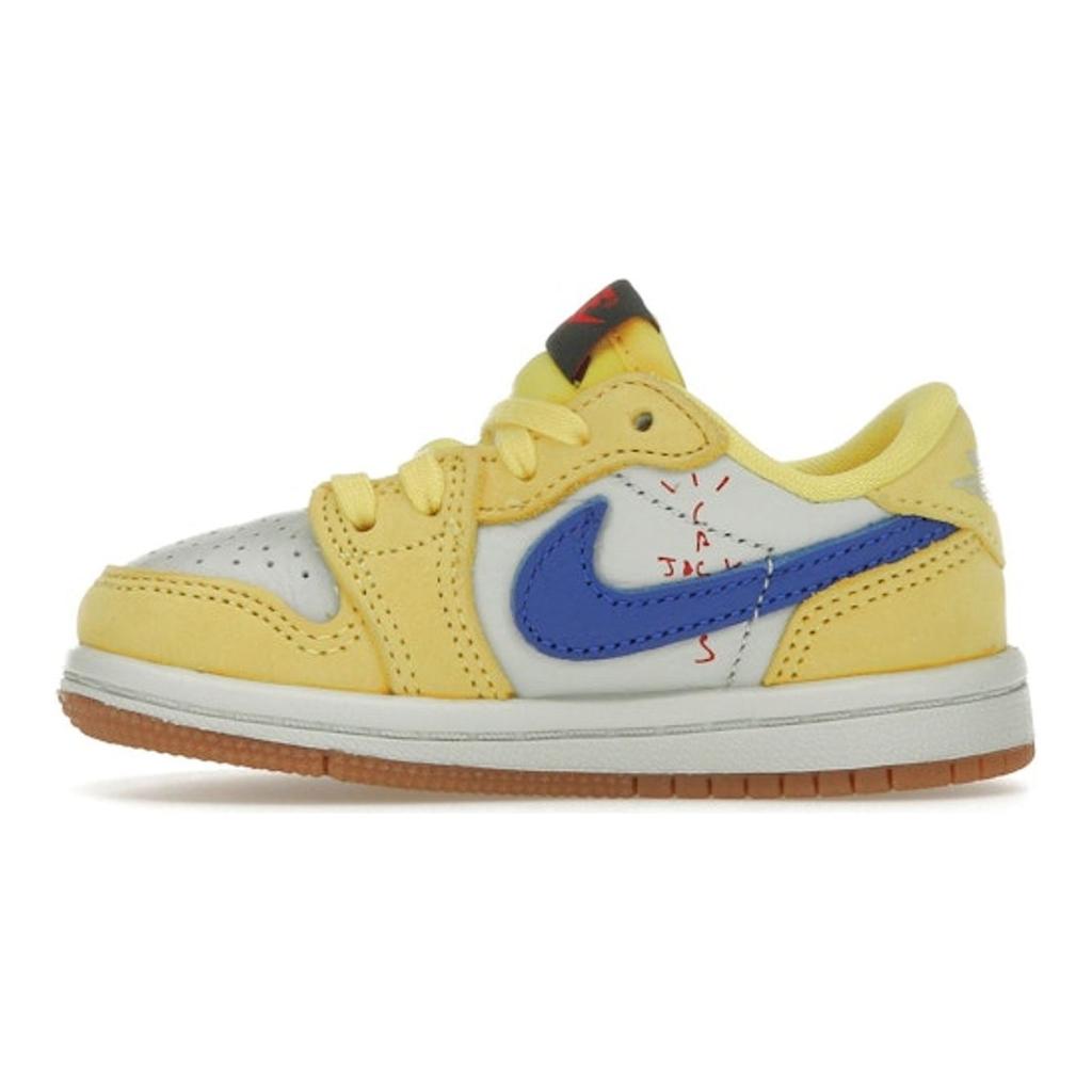 Travis Scott x Air Jordan 1 Retro Low OG SP TD Канареечные Детские Кроссовки Желтый/Голубой/Светло-серебристый DZ5908-700