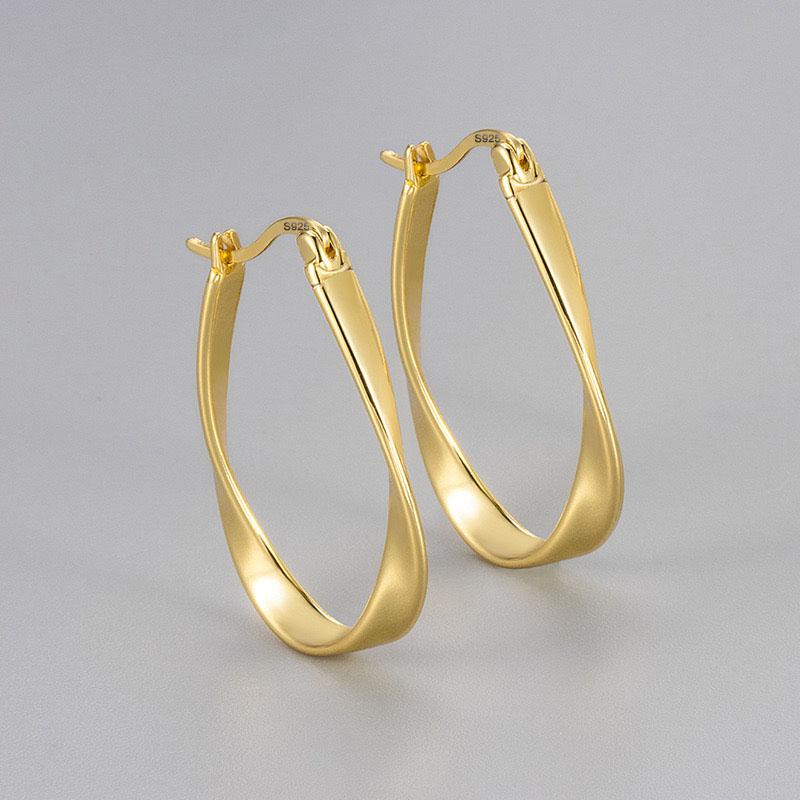 925 Sterling Silver Earrings For Women Trendy Gold Color Geometric Earring Jewelry Prevent Allergy Party Accessories Gift