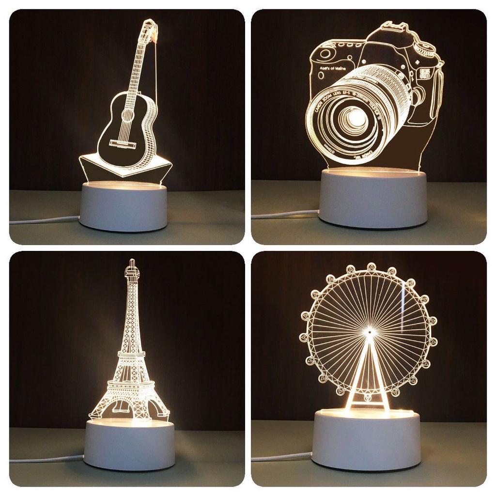 USB Настольная лампа с акриловой панелью с 3D-эффектом и светодиодной подсветкой для праздничного декора