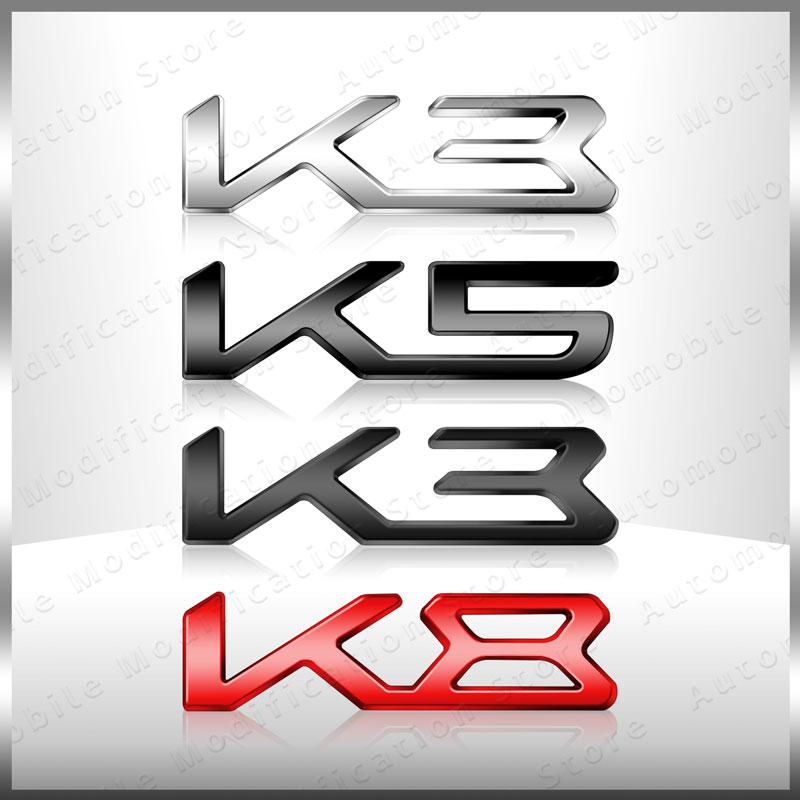 New Auto Exterior K3 K5 K8 Emblem Fender Rear Trunk Body Badge Sticker For Kia Forte Ceed Cerato RIO 2 3 4 Sorento Sportage rdxbt90