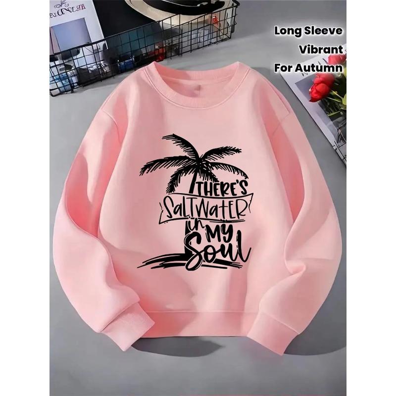 European sizes Kids' Crewneck Sweatshirt - There's Saltwater In My Soul , Sportswear And Casual Wear, Soft And Comfortable, Children's Clothing