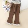 Girls' Bell Bottom Pants for Autumn and Winter Stylish and Versatile with Thick Fleece and Baby Outer Pants