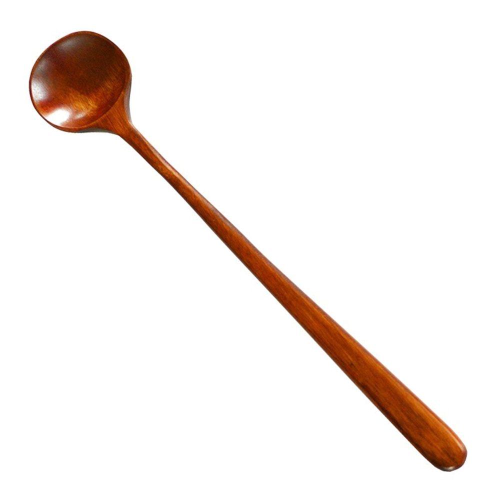 Long Handle Natural Solid Wood Japanese-Style Wooden Spoon Tableware Tea Spoons Soup Scoops