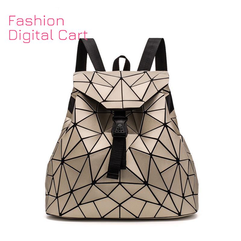 Female Backpack Girl Student School Bag Holographic Laser Geometry Travel Bag Designer Woman's Backpack