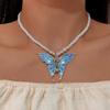 Модное ожерелье с подвеской в ​​виде бабочки, светлый роскошный Джокер, имитация жемчуга, цепочка на ключицу из бисера, праздничный подарок для женщин и девочек