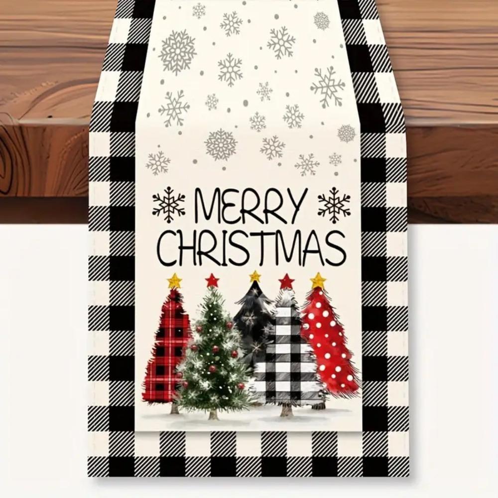 Праздничная скатерть-дорожка Рождественское украшение Принт Льняная настольная салфетка Маленькая накидка на обеденный стол