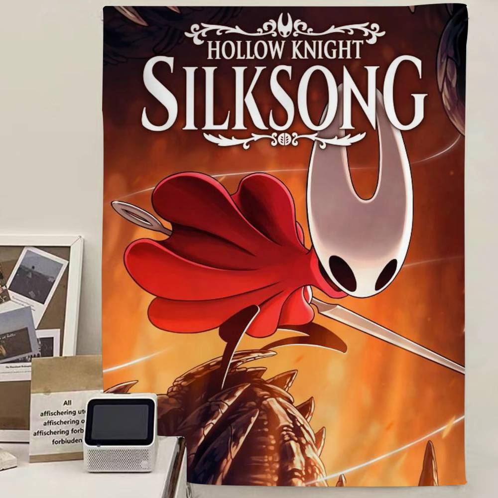 Popular Hot Hollow Knight Silksong-Cool Cartoon Tapestry Art Science Fiction Room Home Decor Wall Hanging Sheets