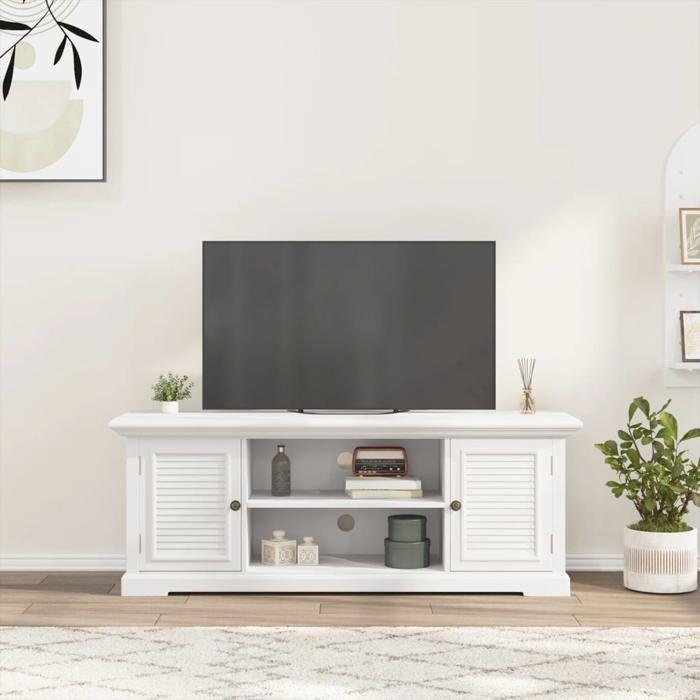 VidaXL Meuble TV blanc 110x30x41 cm bois d'ingénierie, support TV, buffet TV, meuble hifi, banc TV, meuble télé, meuble 4009903