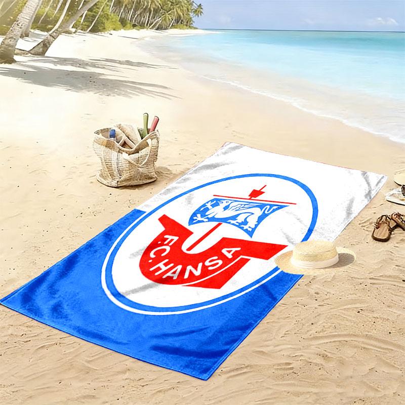 FC Hansa Print Beach Towel, Large Soft Quick Dry Towel for Beach Camping Swimming