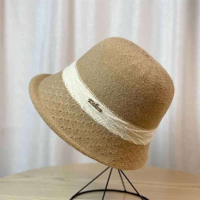 Fashionable bucket hat, Korean-style wool fisherman hat for women, Japanese-style artistic knitted bucket hat, versatile autumn and winter hat with