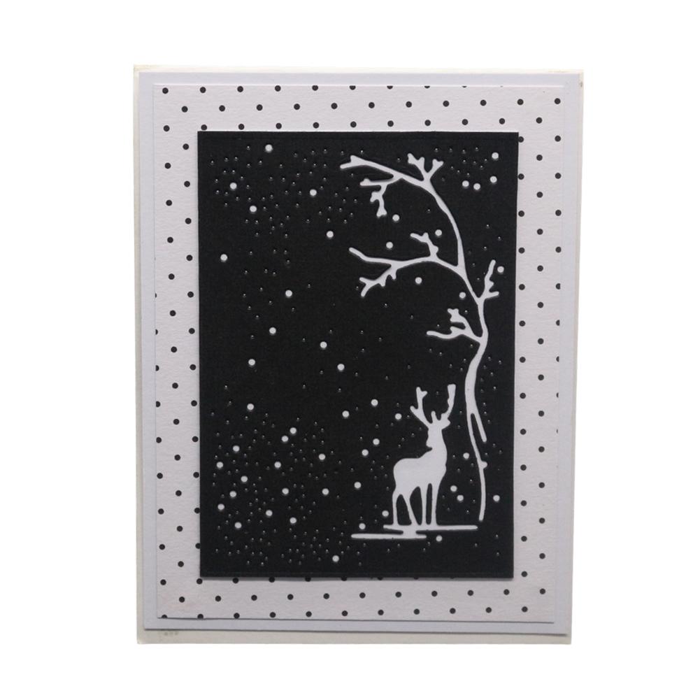 Рамка с изображением оленя под звездным небом, металлический серебристый трафарет, тиснение, вырубные штампы для самостоятельного изготовления скрапбукинга, бумажных альбомов, открыток