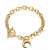 Korean Moon Pendant Stainless Steel Bracelet - Cute OT Clasp Jewelry for Girls Christmas Gift