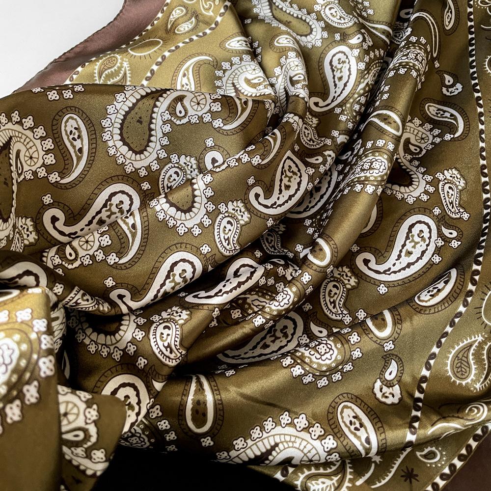 Новый шелковый шарф женский шарф с принтом кешью шарф-накидка атласный шарф атласный шарф большой квадратный шарф-шаль