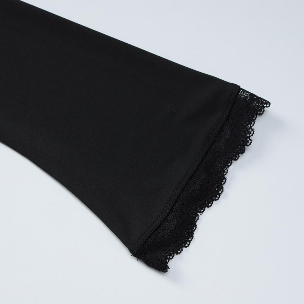 Женский модный кружевной топ с квадратным вырезом, длинными рукавами, облегающего кроя, универсальный