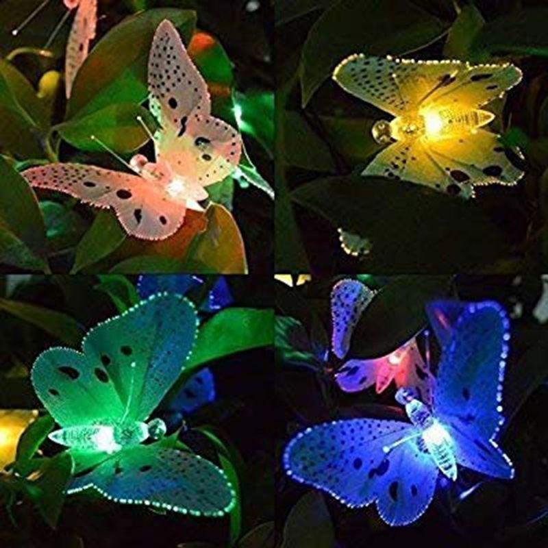 12 LED Solar Power Fibre Optic Butterfly Dragonfly String Light Garden Decor Outdoor String KTY