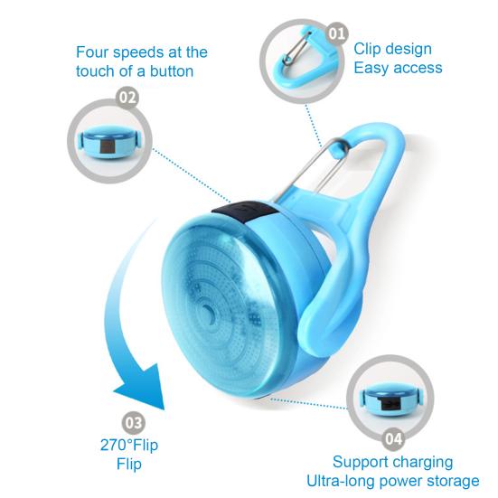 USB перезаряжаемый светильник для ошейника для собак, 4 режима, IPX8, водонепроницаемый, вращающийся на 360 градусов светильник для собак для ночных прогулок, альпинизма, кемпинга, езды на велосипеде, бега