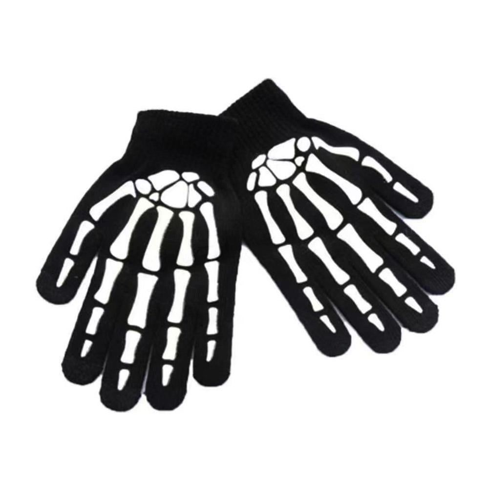Knitting Gloves Skeleton Head Full Fingers Print Warm Breathable Slip Non Horror Gloves Boy Han W7Q4