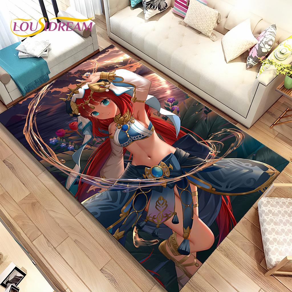 Genshin Impact Cartoon Game Area Rug, ковер для дома, гостиной, спальни, дивана, дверного коврика, кухонного декора, детский нескользящий напольный коврик