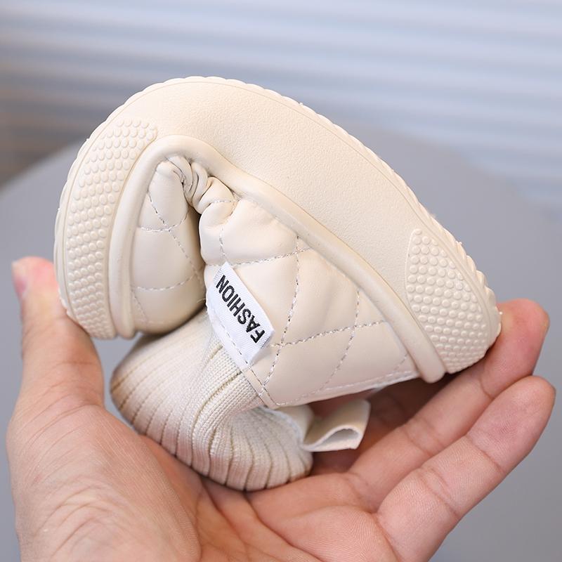 Children's Boots Warm Non-Slip Kids Boots Plush Lining Upper Woolen Stitching Design Short Boots Comfortable Solid Color Kids Shoes