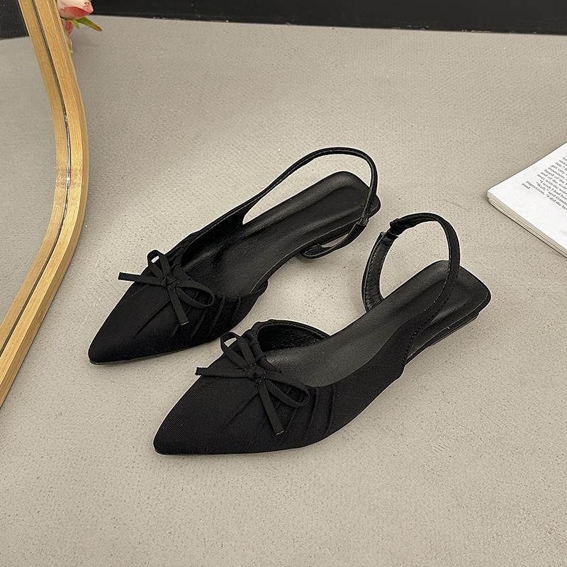 Summer Fashion Bow Solid Color Women's Sandals Sexy Pointed Toe Open Heel Flat Shoes Outdoor Womens Shopping Sandals Selling