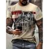 Летняя винтажная футболка с абстрактным граффити и 3d принтом, с коротким рукавом и круглым воротником, уличная уличная одежда, негабаритная мужская одежда, топ