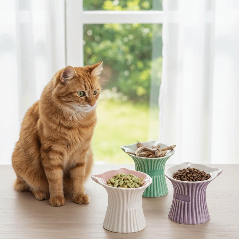 High Foot Dog Food Feeder Anti-Slip Base Cat Feeding Dish Cute Pet Drinking Bowl Food Feeding